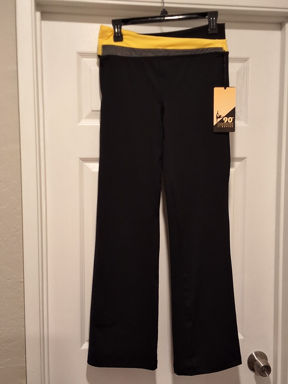 90 Degree By Reflex Black Joggers with Yellow Waistband
